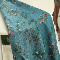 blue jacquard garden flower poplin cotton fabric diy childrens clothing cloth making bedding quilt decoration home