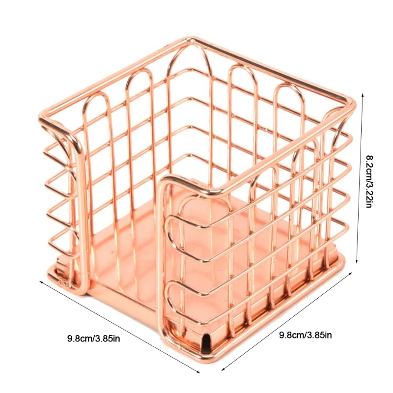 

Stylish Rose Gold Note Paper Holder Case Metal Desktop Pen Holder Large Capacity