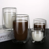 double layer glass insulated transparent tea cup creative water cup heat resistant coffee cup juice drink cup