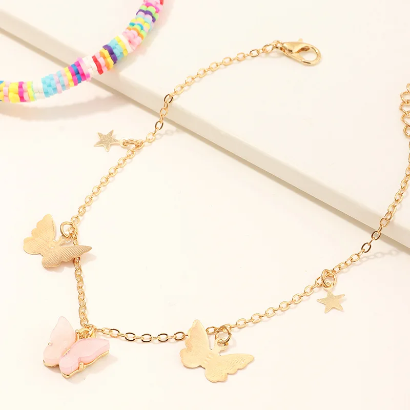 

Fashion Beads Butterfly Five-Pointed Star Anklet Set for Women Sandals Foot Bracelet Summer Beach Bracelet Foot Chain Jewelry