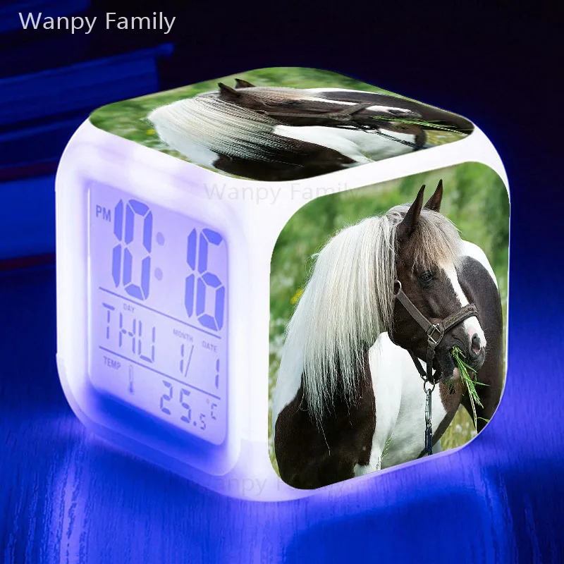 Светодиодный Будильник Steppe Horse 7 цветов светящийся большой экран сенсорный