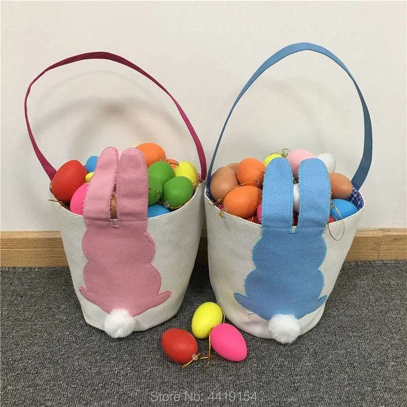 25 шт./лот монограмма Пасхальная корзина кролик сумка Холст пасхальное ведро