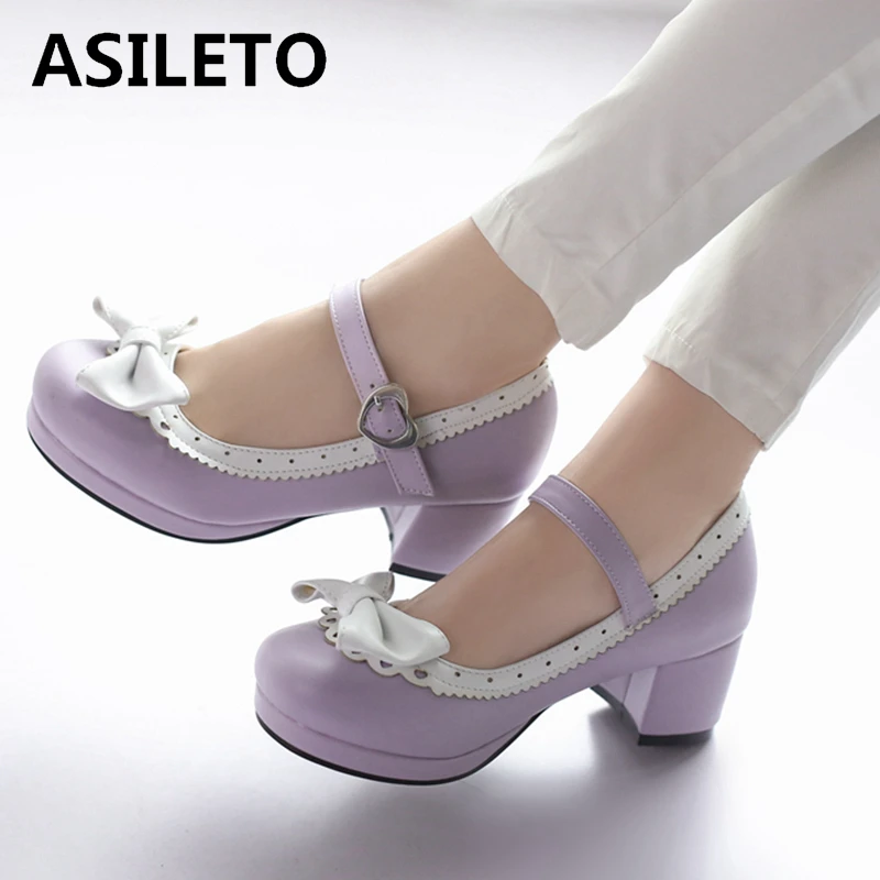 ASILETO Для женщин Новинка 2021 туфли-лодочки круглый носок 5 см блочный каблук обувь с