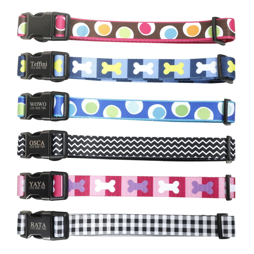 Dog Collar Custom Nylon dog rope name ID tag is suitable for small and medium sized dogs large collar can be carved |