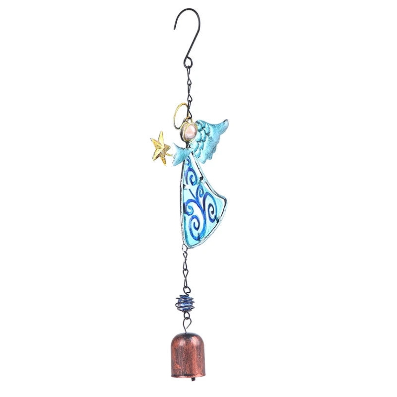 

1pcs Wind Chimes Wind-Bell Angel Glass Iron Pendant For Porch Bedroom Home Decor