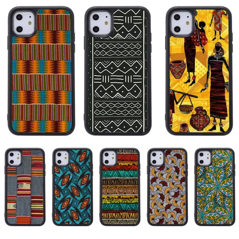 

African style fabric print Phone Case for iphone 11 12 pro se 20 max xr xs x 7 8 6s plus mini Fundas Coque cover PC&TPU