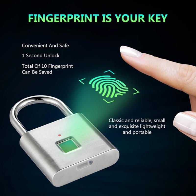 2019 Умный Замок без ключа с отпечатком пальца USB Перезаряжаемый Противоугонный