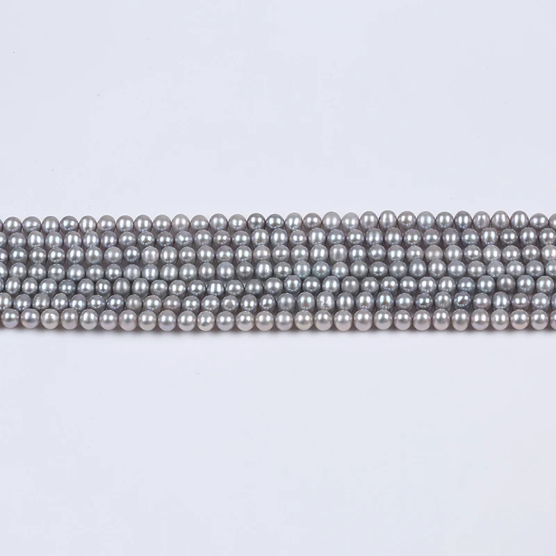 

Wholesale Good Quality Natural 6-7mm Gray sliver color Potato Round Fresh Water Pearl Loose Beads For Necklace Making