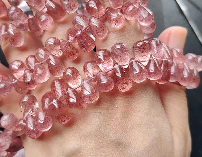 Граненые Красные граненые кварца клубники 8-9 мм для изготовления ювелирных