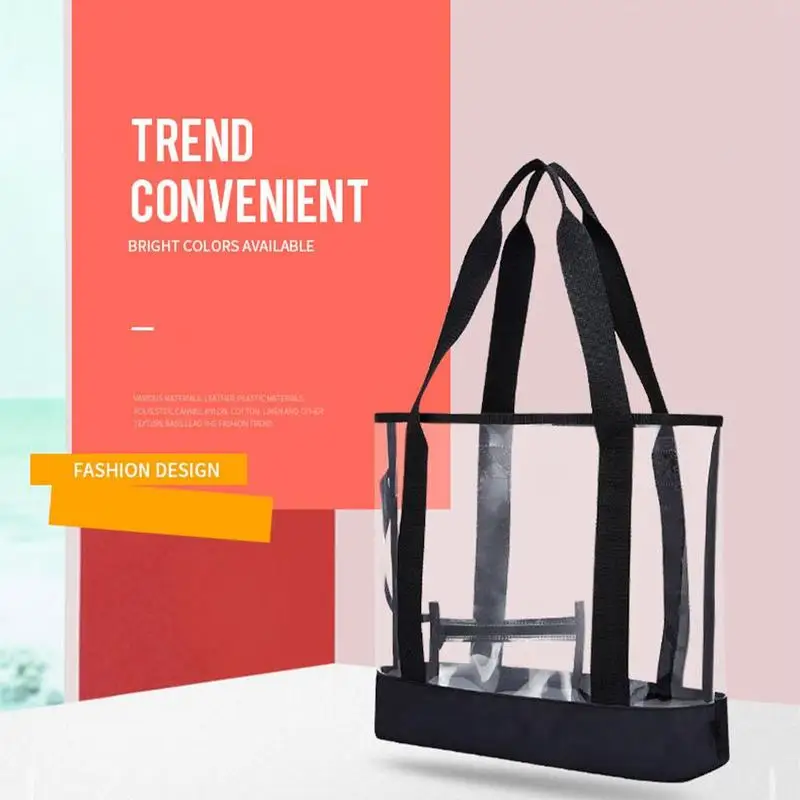 

Women Clear Transparent Tote Bag Pvc Bag Shopping Travel Waterproof Casual Bag