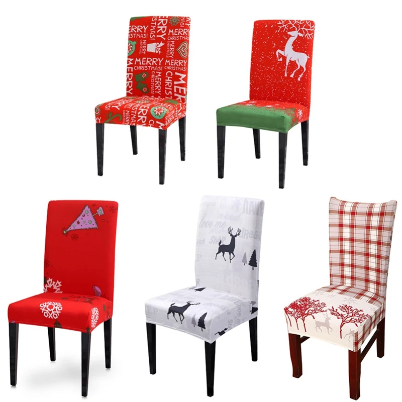 2019 Soft Skin-friendly Christmas Chair Cover Elastic Cartoon Pattern Folding Deer Back Covers Decoration Holiday Party F1 | Дом и сад
