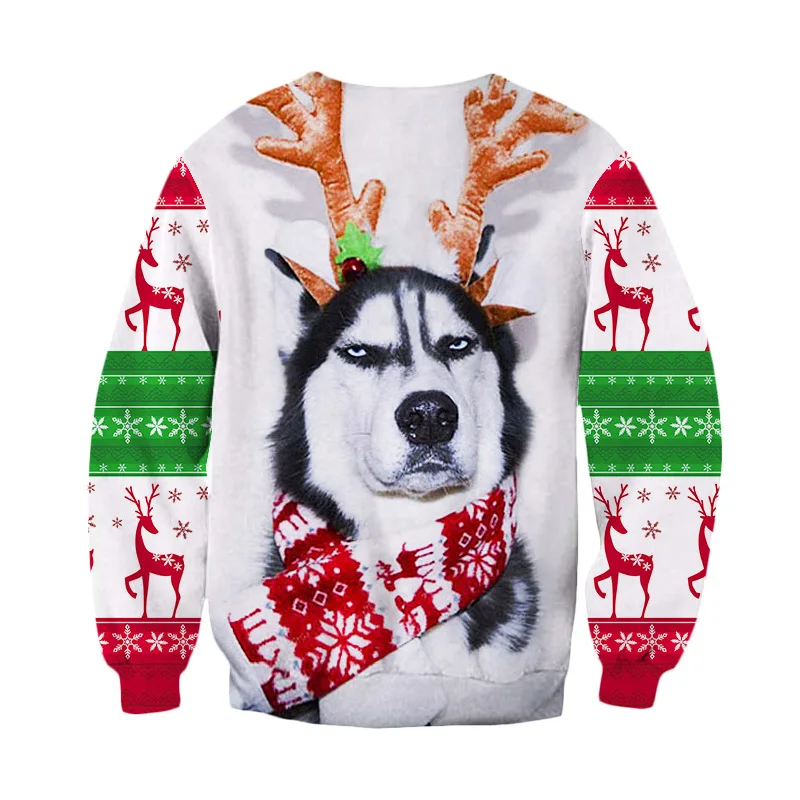 Ugly Christmas Sweater Christmas Novelty Autumn Winter Blouses Clothing Santa Claus Printed Loose Sweater Men Women Pullover
