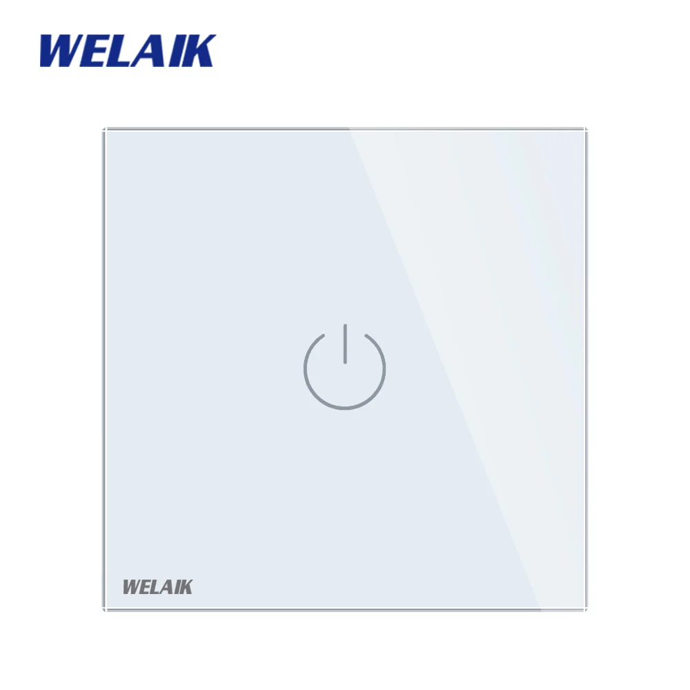 WELAIK UK сенсорный выключатель Кристалл-стеклянная панель-переключатель настенный-Интеллектуальный переключатель-умный-переключатель 1ганг-1way светодиодный-лампа B1911CW/B