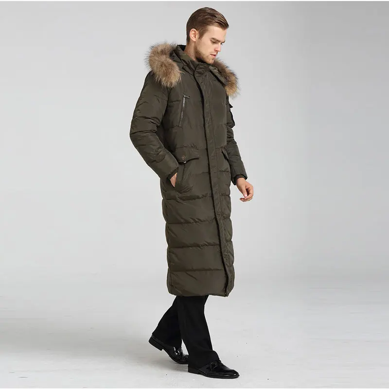 2020 New Fashion Men's Winter Parka Men Long Polyester Down Jacket With Fur Hood Male Thick Padded Coat Warm Windbreaker