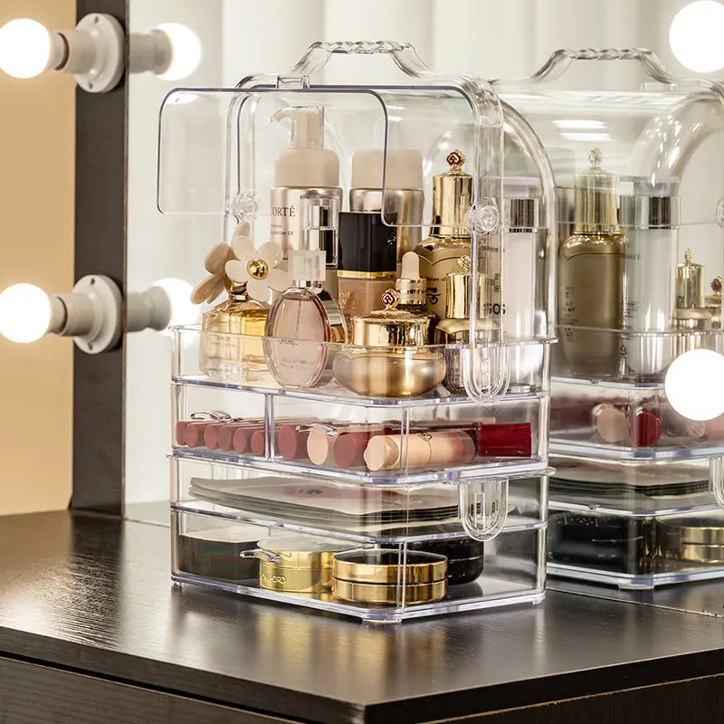 

Acrylic Transparent Cosmetic Storage Box Desktop Jewelry Beauty Makeup Tool Savings Manager Women Make Up Case Drawer Organizer
