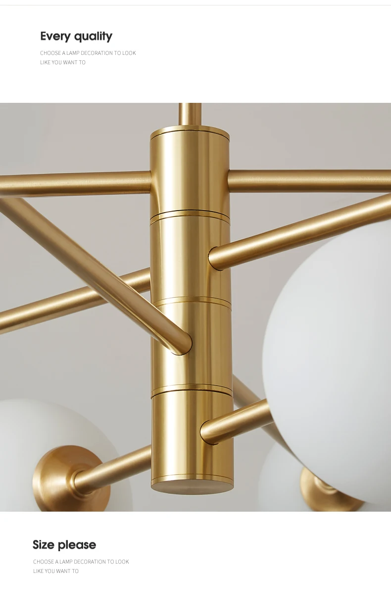 Modern Luxury Copper Chandeliers Lighting Gold Frame Ceiling Hanging Lamp For Living Dining Room Kitchen Loft Glass Ball Lustre crystal chandelier