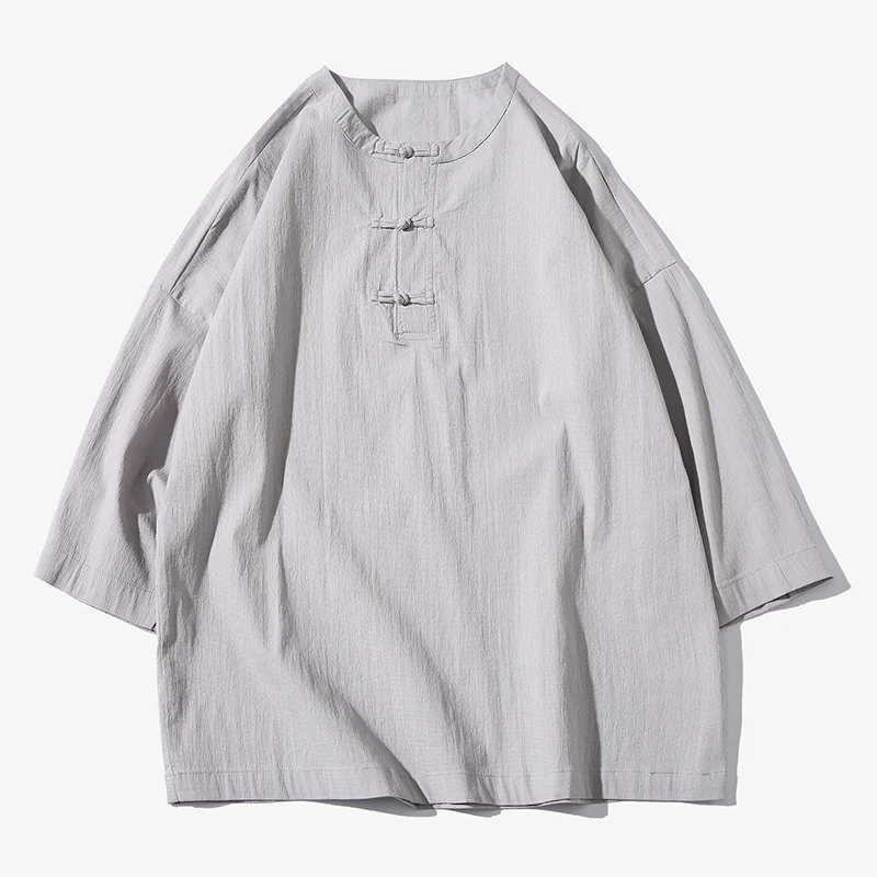 Летняя мужская осенняя куртка Tang в китайском стиле с пряжкой-пластиной хлопковая