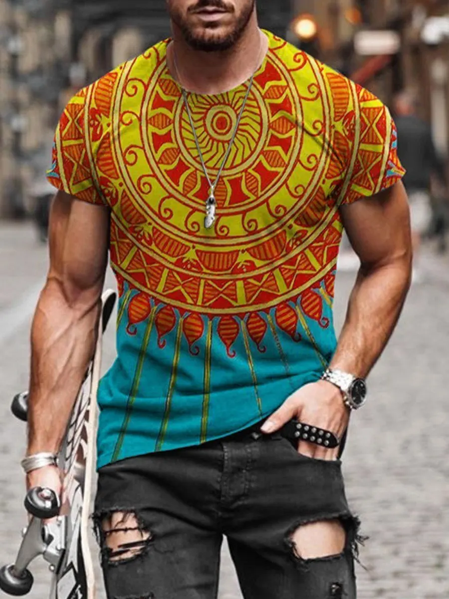 

Cross Print Summer Men's Funny T Shirts Tops Casual Streetwear Short-sleeved T Shirt For Men 3D Printed Hip Hop Tee Shirt