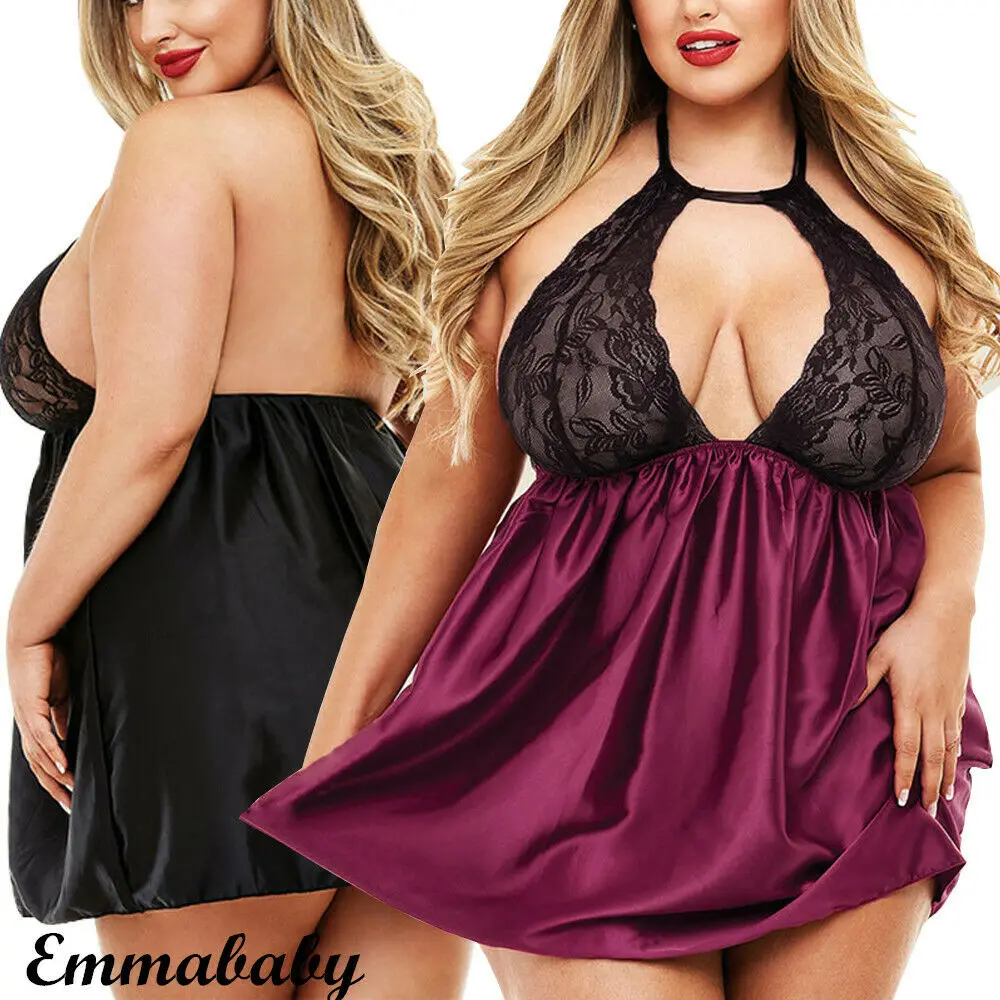Summer Ladies Sleeveless Sexy Short Dress Women's Backless Lace Nightwear Sleepwear Slip Oversize L-5XL | Женская одежда