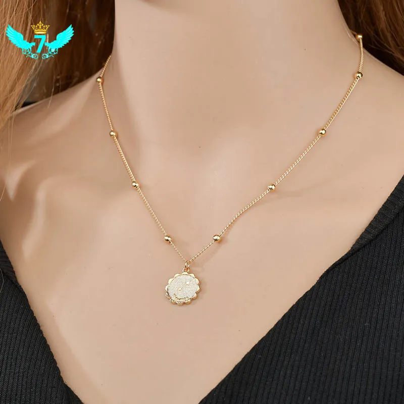 

Charm Necklace Jewelry Twelve Constellations Coin Pendant Necklace Women Clavicle Chain TOA