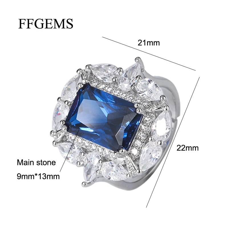 FFGems драгоценные камни аметист посеребренное кольцо синий Сапфир ювелирные