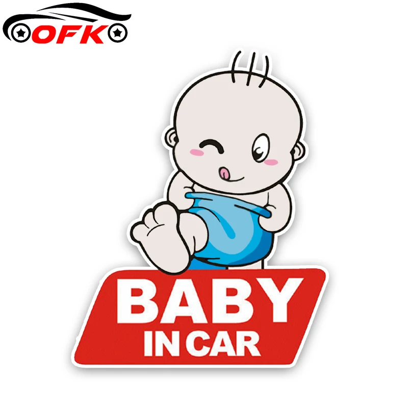 

Cartoon Lovely BABY IN CAR on Graphic Colored Decoration Car Sticker Warning Sign 16.2CM*13CM