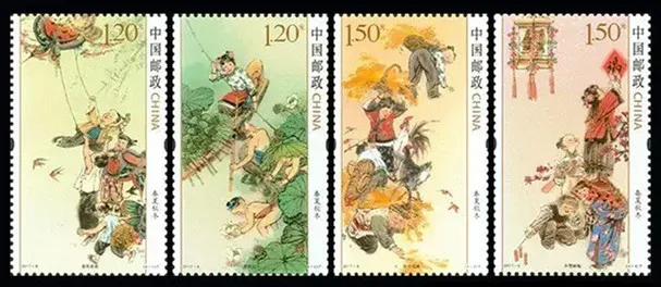 4 шт./компл. новый китайский почтовый штамп 2017-6 четыре сезона весна лето осень
