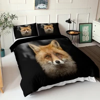 black duvet cover 3d print lifelike fox pattern double bedspread with pillowcases king queen size bed sheets