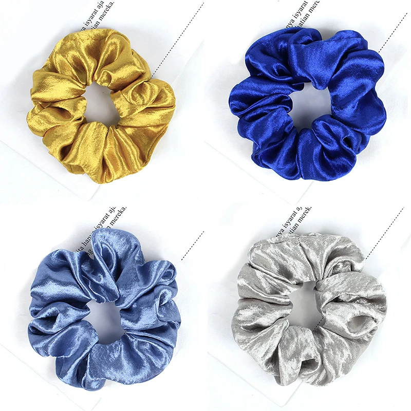 

2019 New Women Satin Silky Hair Scrunchies Elastic Hair Bands Bright Color Scrunchie Girl's Hair Tie Accessories Ponytail Holder