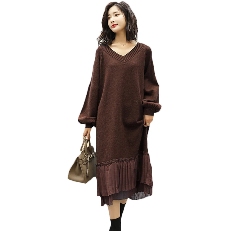 

Женское трикотажное платье-свитер, элегантное вязаное платье средней длины выше колена, модель m881 на осень и зиму, 2022