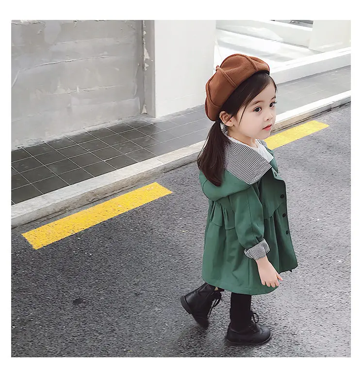 2021 Тренч для маленьких детей девочек рубашка в английском Стиль Сезон