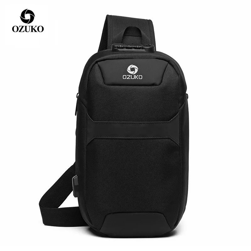 OZUKO Men Anti-theft Crossbody Bags Male Oxford Waterproof USB Charging Chest Pack Sling Bag Short Trip Messenger Shoulder |