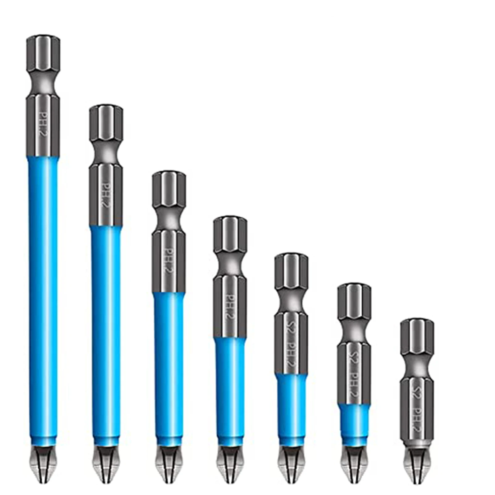 

Magnetic Anti-Slip Drill Bit 7Pcs Magnetic PH2 Phillips Bits Set Hand Tools Screwdriver Drill Bit 25mm-150mm HA