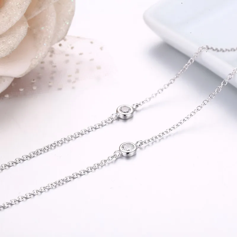 925 пробы, серебряное, круглое, CZ камни, цепочка из бисера, короткое колье, ожерелье для женщин, девушек, ювелирное изделие, колье 1"+ 2"