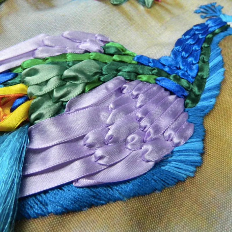 3D Павлин шелковая лента с цветами Ваза Набор для вышивки крестом рукоделие