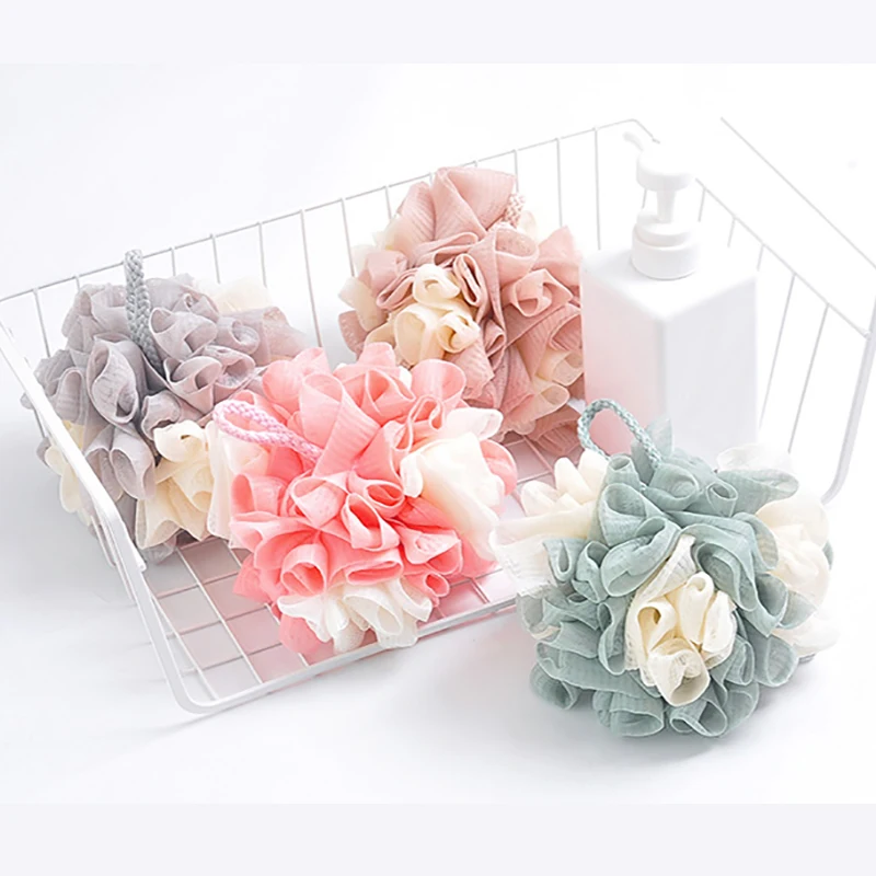 Губка для ванны с шариками отшелушивающая сетчатая щетка душа и полотенце