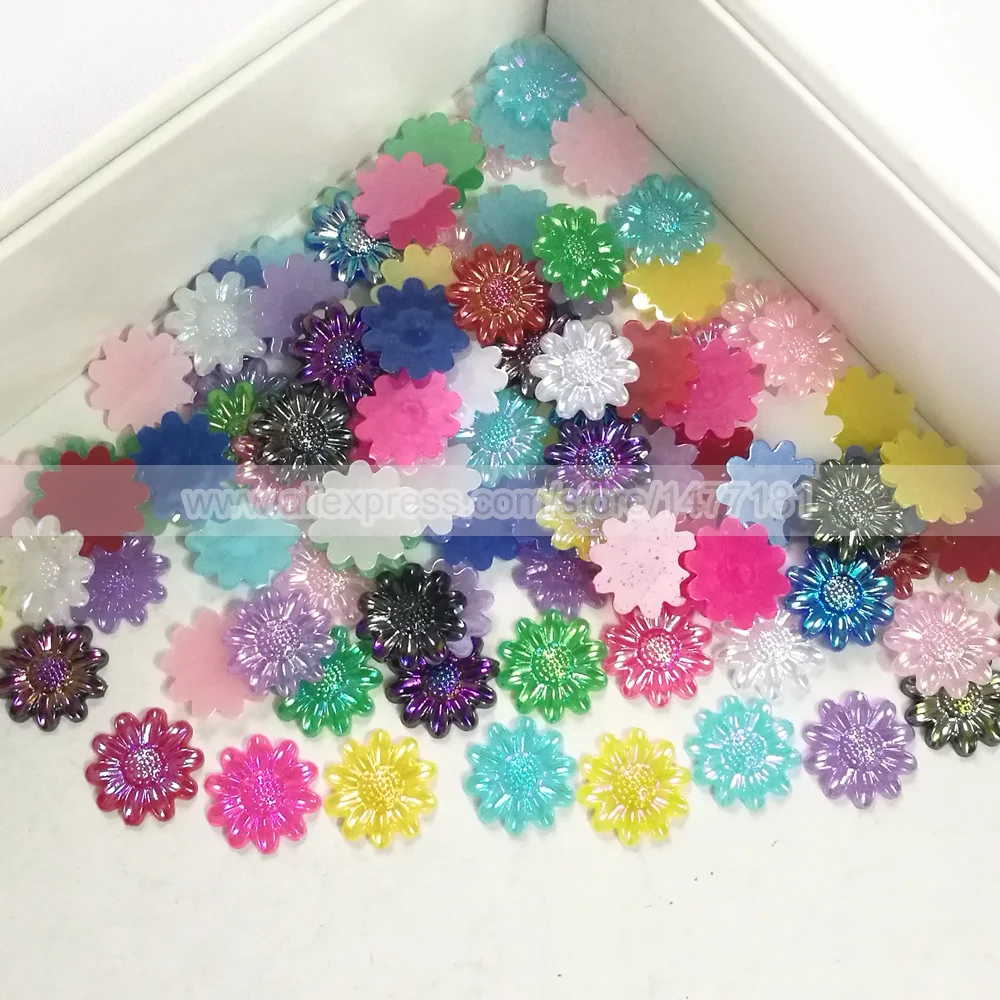 100 шт 12 мм акриловые очаровательные маленькие подсолнухи украшения плоская