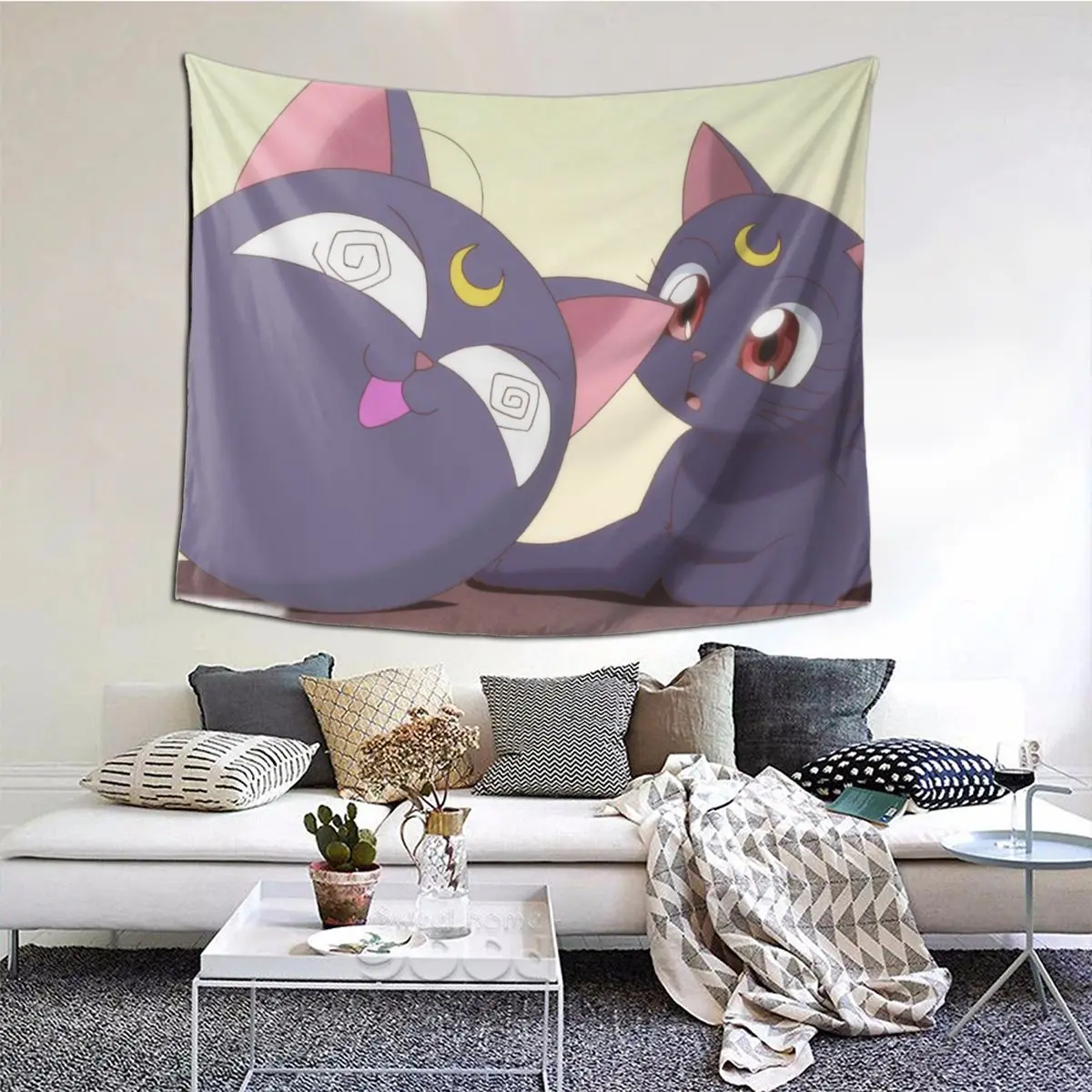 

2021 fashion home Luna Cat tapestry background wall room decoration aesthetic room decor tapiz