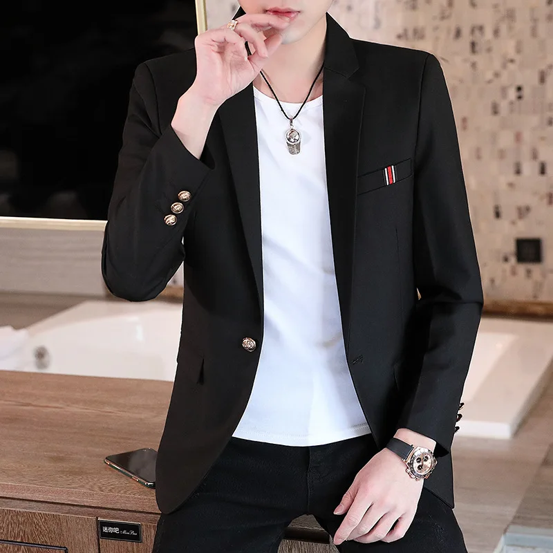 

Мужской осенний Повседневный приталенный однотонный Блейзер, Молодежный тонкий трендовый красивый Блейзер, 2021