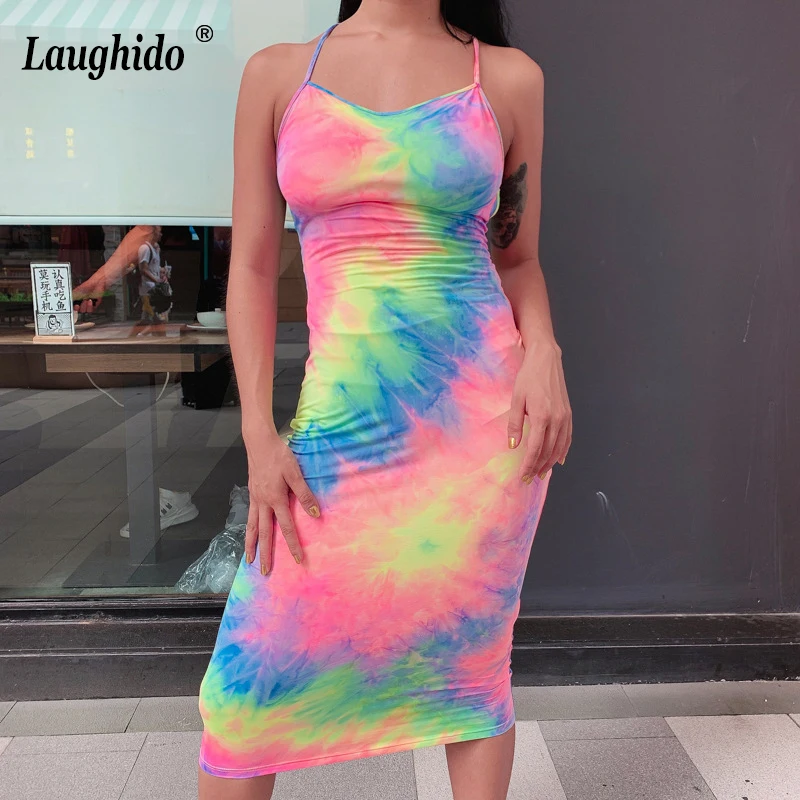Женский облегающий сарафан Laughido облегающее платье на тонких бретельках с