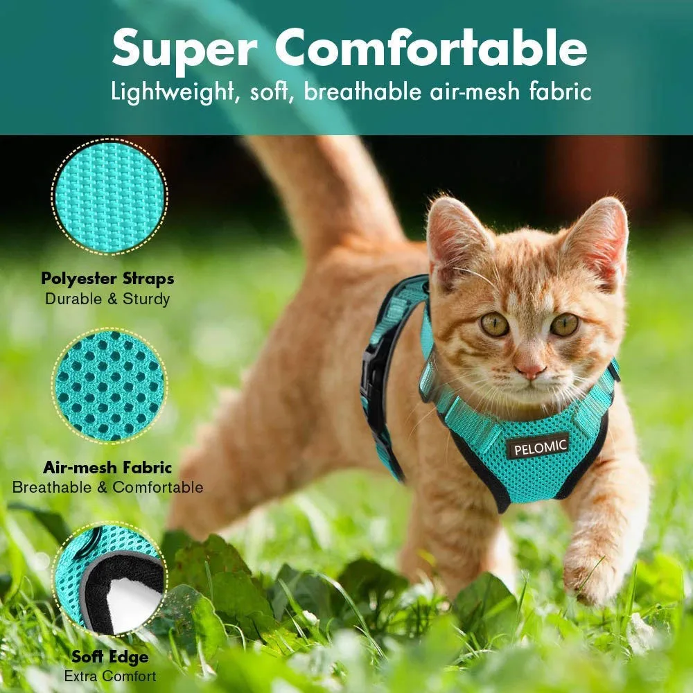 

New Cat Harness and Leash Set for Escape Proof Cat Vest Harness With Reflective Strip Adjustable Soft Mesh Vest for Kitten Puppy