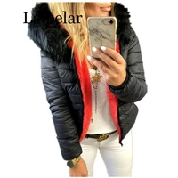laipelar women autumn winter warm thick jackets outwear fur slim solid color full sleeve hooded fashion casual ladies jacket
