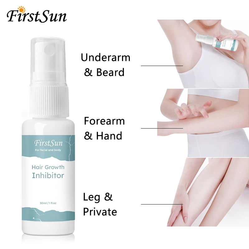 FirstSun Hair Growth Inhibitor Facial Removal Cream Spray Beard Bikini Intimate Face Legs Body Armpit Painless Spra | Красота и
