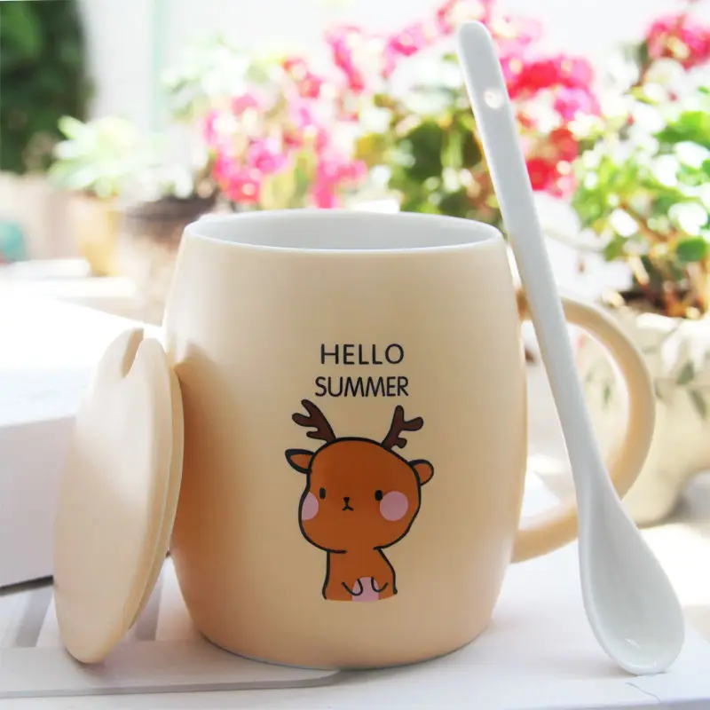 Керамическая чашка с крышкой и ложкой персонализированная офисная кофейная