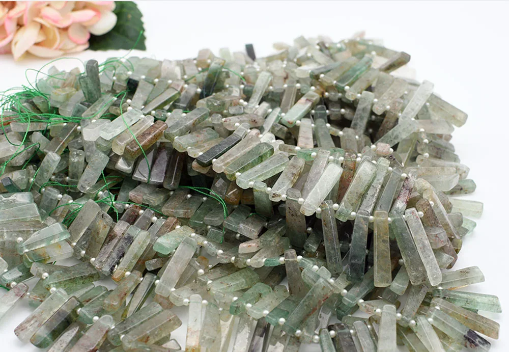 Natural Green strawberries irregular Rectangular shape Stone Beads For DIY necklace bracelet jewelry making 15 