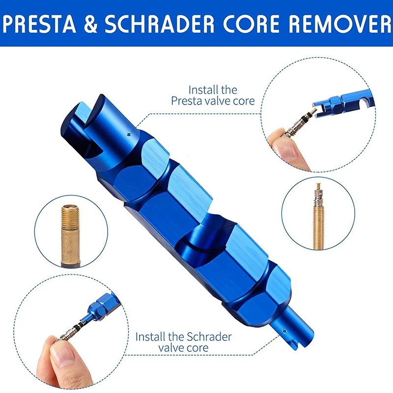 

Hot AD-Valve Core Remover Tool Kit Blue Bicycle Valve Core Tightening Tool and Valve Cores for Bike Bicycle Tire Application