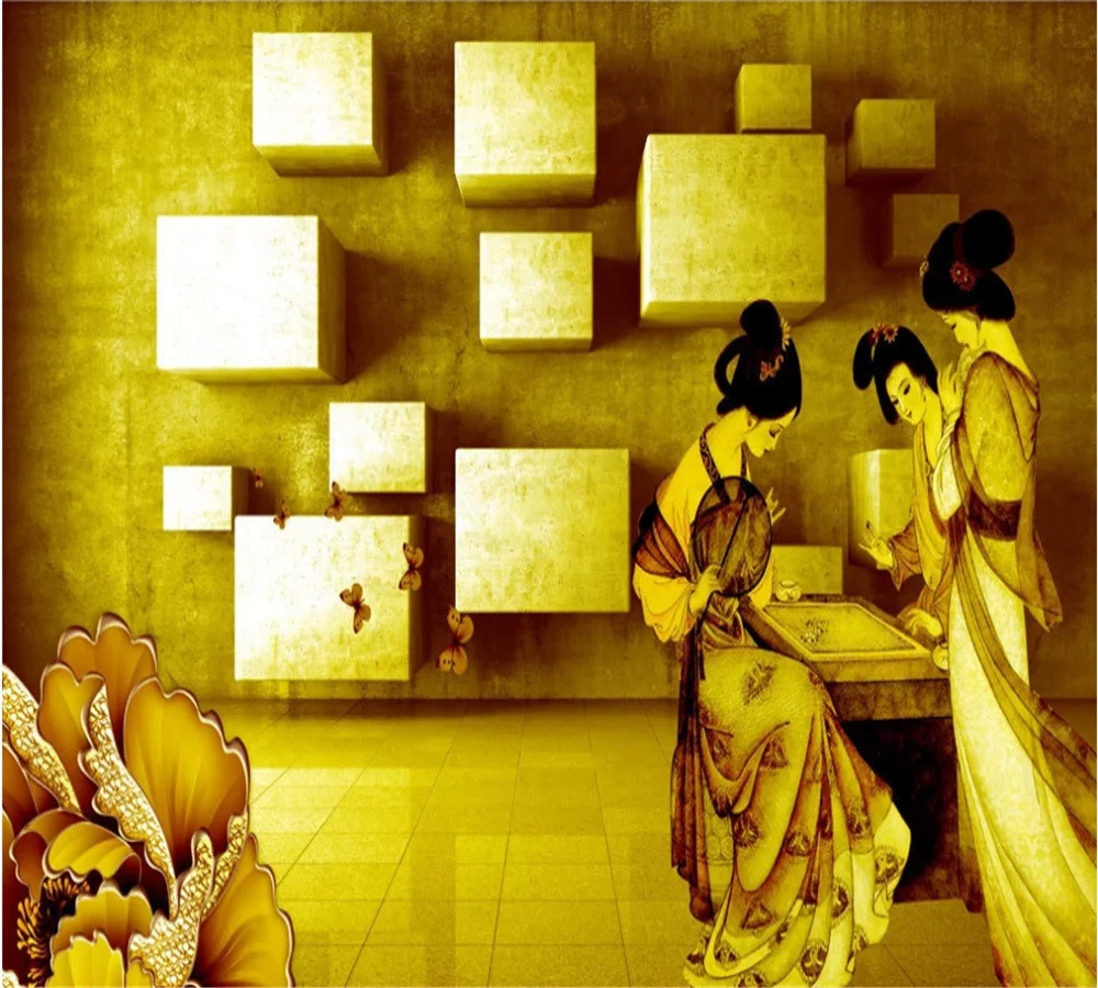 Фон для телевизора на заказ обои древние красавицы дома 8D с трехмерной росписью |