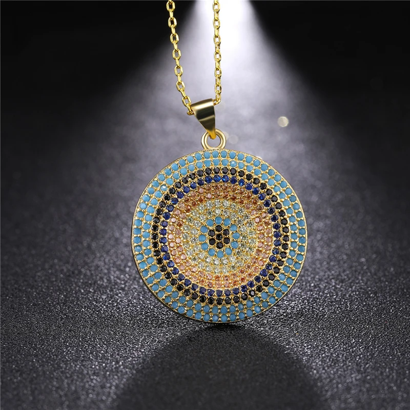 

Juya 2020 New Arrival Micro Pave Zircon Greek Turkish Evil Eye Charms Pendant Necklace For Women Men New Year's Gift Jewelry