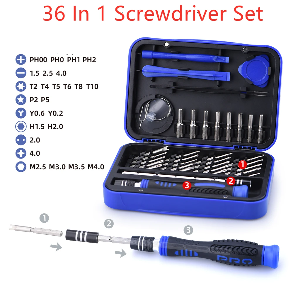 

36 In 1 Screwdriver Set Precision Magnetic Screw Driver Bits Drone/PC/Tablet/Glasses/Clock/Mobile Phone Repair Tools