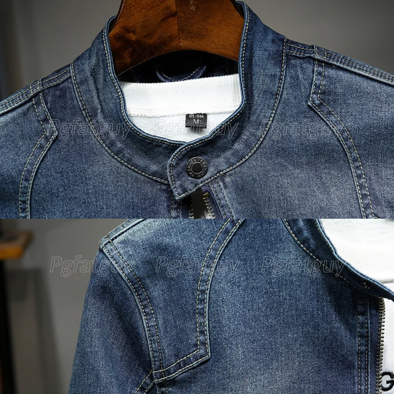 

New Fashion Men's Jackets Vintage Trend Style Cotton Slim Fit Denim Coats Male Stand Collar Long Sleeve Casual Jacket Size M-4XL